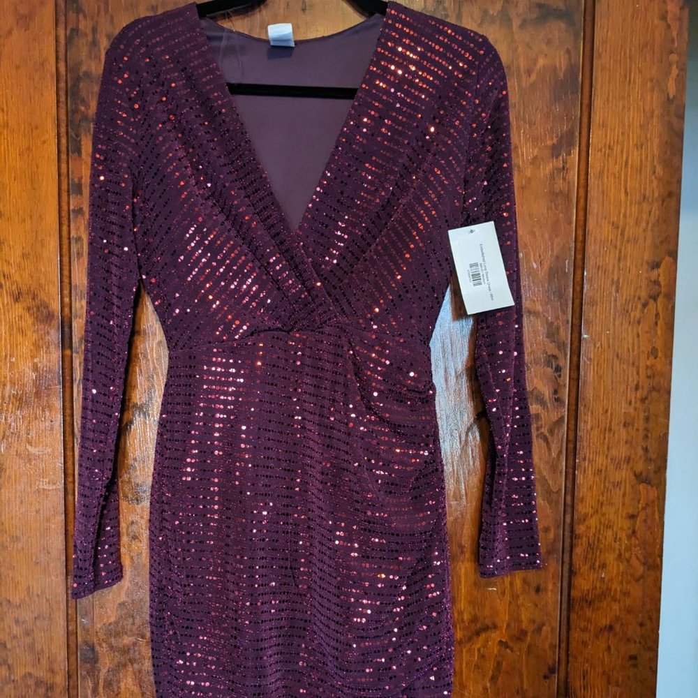 Long Sleeve Sequin Embellished Dress